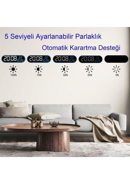 LED Duvar Saati Büyük Ekran, Geri Sayım, Alarm, Kumanda, Sıcaklık ve Tarih Gösterimi, USB