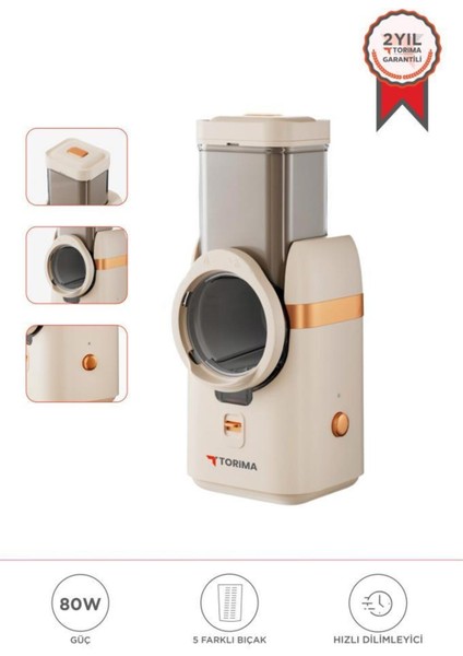 Pratik Çok Işlevli Rende ve Doğrayıcı Makinesi, Ekru, Tfs-01