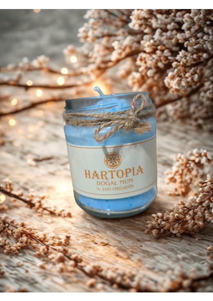 Hartopia-Doğal Mum Mavi Çiçek Dekoru