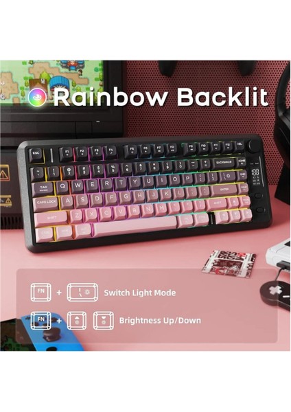 Kablosuz Gaming Oyuncu Klavyesi Freewolf M75 Bt+2.4ghz OLED Tft Ekranlı Membran Reinbow Aydınlatmalı fiyatları