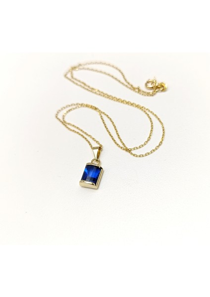 Mavi Taşlı Kolye 14 Ayar Altın Hd Videolu