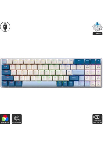 Oyuncu Klavyesi Gaming Mekanik 78 Tuşlu Rainbow Aydınlatmalı Hot-Swapp USB Tip-C Kablosu K65