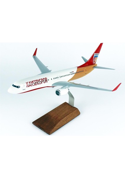 Thy Kayseri Spor Logolu B737-800 Yolcu Uçağı, 1/100 Ölçek, Sergilemeye Hazır Ahşap Standlı Model fiyatları