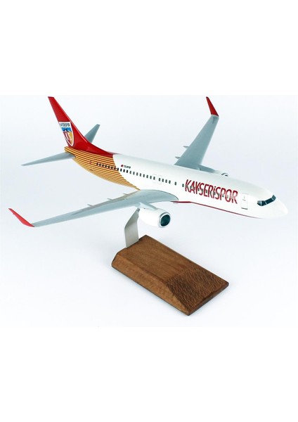 Thy Kayseri Spor Logolu B737-800 Yolcu Uçağı, 1/100 Ölçek, Sergilemeye Hazır Ahşap Standlı Model indirimleri