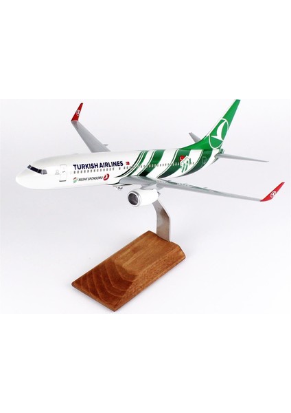 Thy Bursa Spor Logolu B737-800 Yolcu Uçağı 1/100 Ölçek Sergilemeye Hazır Ahşap Standlı Model fırsatları