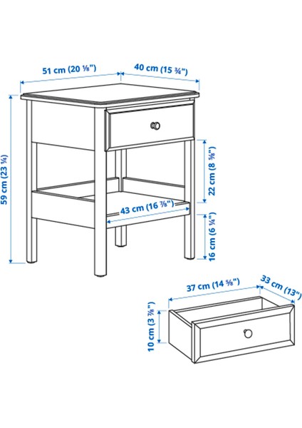 Tyssedal Komodin Beyaz 51 x 40 Cm fiyatları