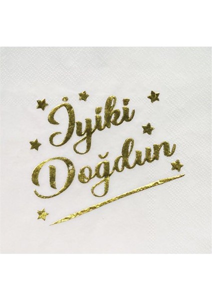 Gold Yaldızlı Iyiki Doğdun Peçete – 16’lı Paket, Zarif Tasarım