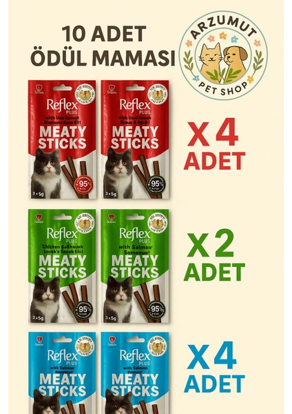 Plus Ödül Maması 10 Adet ( 4 X BİFTEKLİ&KUZU ETLİ - 2X TAVUK&ÖRDEKLİ - 4X SOMONLU)