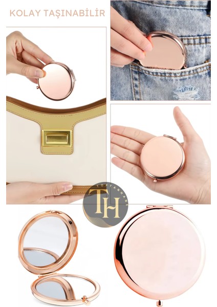 Cep Makyaj Aynası Yuvarlak Çanta Içi Hediyelik Promosyon Ayna Stickera Uygun Rose Ayna indirimleri
