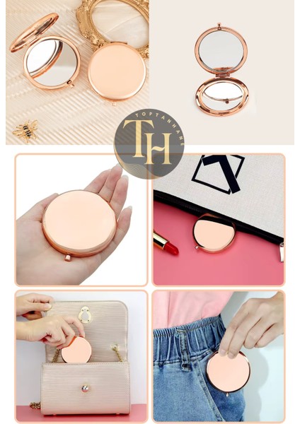 Cep Makyaj Aynası Yuvarlak Çanta Içi Hediyelik Promosyon Ayna Stickera Uygun Rose Ayna