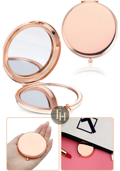 Cep Makyaj Aynası Yuvarlak Çanta Içi Hediyelik Promosyon Ayna Stickera Uygun Rose Ayna
