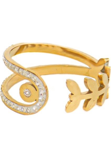 Taşlı Yaprak Yüzük