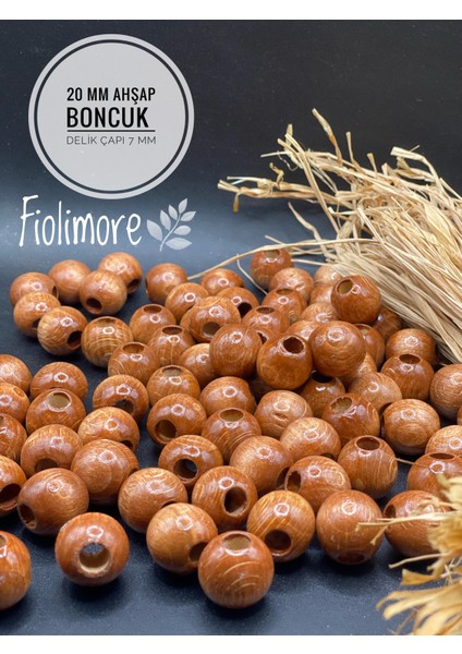 20 mm Ahşap Boncuk (50 gr 18 Adet)Geniş Delik Çapı 7 mm Makrome Çanta Bileklik Takı Renkli