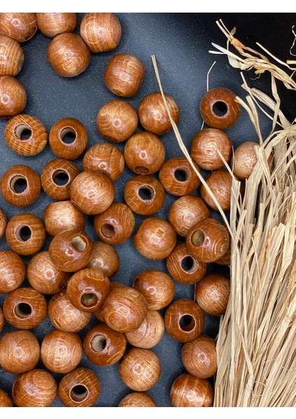 20 mm Ahşap Boncuk (50 gr 18 Adet)Geniş Delik Çapı 7 mm Makrome Çanta Bileklik Takı Renkli modelleri