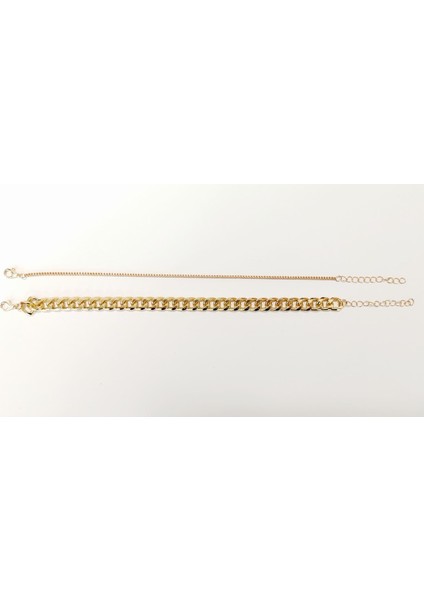 Kalın Zincir Detaylı 2'li Bileklik Seti fiyatları