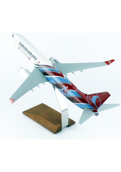 Thy Trabzon Spor Logolu B737-800 Yolcu Uçağı, 1/100 Ölçek Sergilemeye Hazır Ahşap Standlı Model fırsatları