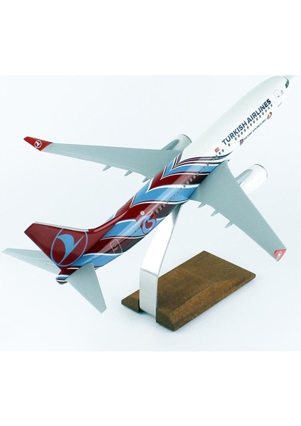 Thy Trabzon Spor Logolu B737-800 Yolcu Uçağı, 1/100 Ölçek Sergilemeye Hazır Ahşap Standlı Model indirimleri