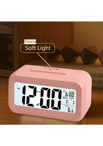 Işık Sensörlü Termometreli Alarmlı Dijital Masa Saati