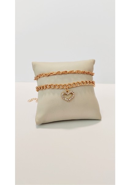 Kalpli Zincirli 2'li Bileklik Set