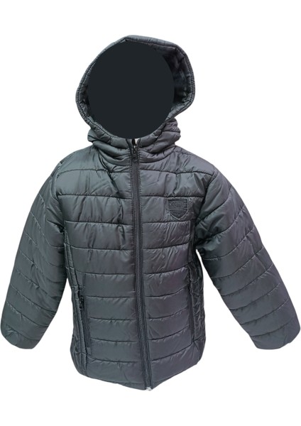 Erkek Çocuk Speedy Armalı Kapüşonu Sabit Içi Polar Astarlı Siyah Mont