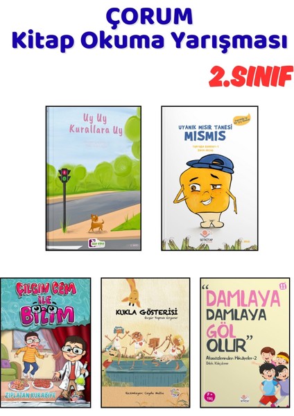 Çorum Kitap Okuma Yarışması 2.sınıf Kitapları, 5 Kitap Set, 2.sınıf Masal Öykü