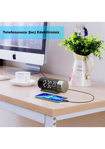 Projeksiyonlu Silindir USB Güç LED Ekran Çalar Saat Sıcaklık Çift Alarm indirimleri