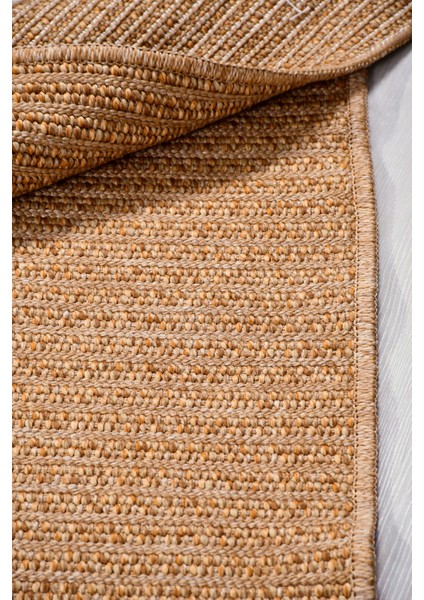 Jutena Jüt Görünümlü Bukle Halı | Hasır Renk, Ince Form, Dayanıklı ve Tozumaz