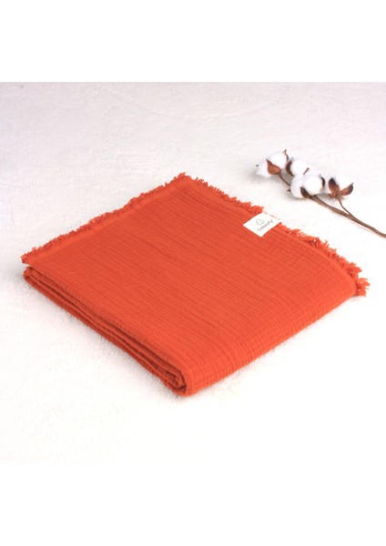 ® Müslin Örtü Bebek Tarçın Renk 2 Katlı %100 Organik Pamuk 120 x 100 cm Unisex