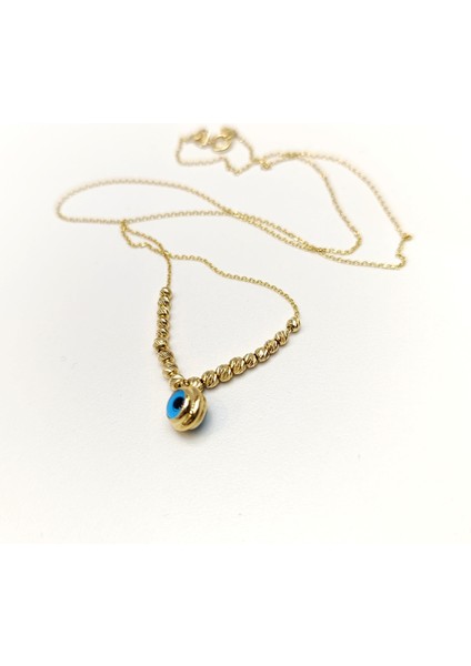 Dorika Toplu Göz Boncuklu Kolye 14 Ayar Altın Hd Videolu modelleri