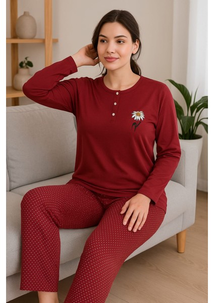 Geniş Kalıp Kadın Pijama Takımı %100 Pamuk