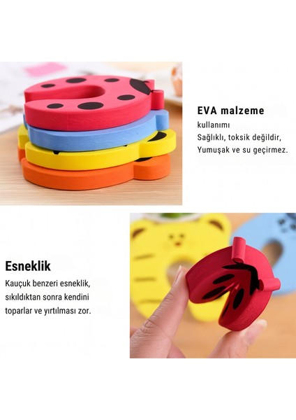 Çocuk Güvenlik Kapı Stoperi – Hayvan Figürlü Kapı Koruyucu Sünger (4’lü Set) Renkli Çocuk Kapı Stoperi – Parmak Koruyucu Güvenlik Aparatı