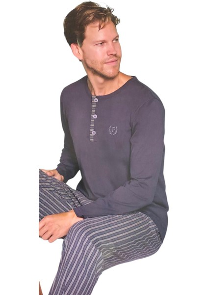 Pijadore Erkek %100 Pamuk Süprem Mevsimlik Uzun Kollu Pijama Takımı 1934