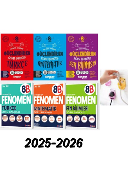 8.sınıf Ankara Güçlendiren Türkçe + Mat+ Fen Set + Fenomen 8b Türk +Mat + Fen B (Orta-Üst Seviye)Serisi Set Fiş Tutuculu