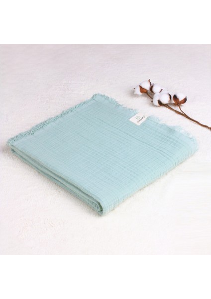 ® Müslin Örtü Bebek Mint Yeşili Renk 2 Katlı %100 Organik Pamuk 120 x 100 cm Unisex