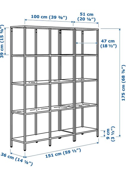 Açık Raf Ünitesi, Venge-Cam, 151X175 cm fırsatları
