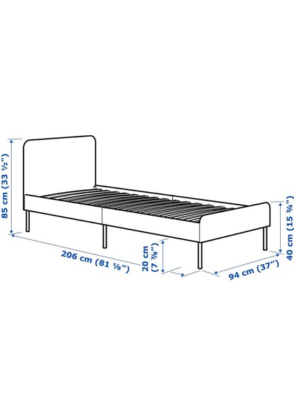 Tek Kişilik Karyola, Vissle Koyu Gri, 90X200 cm modelleri