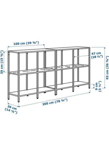 Açık Raf Ünitesi, Venge-Cam, 200X36X93 cm fırsatları