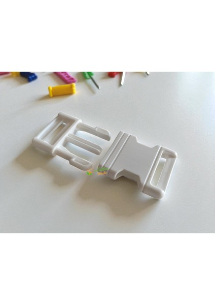 Plastik Çanta Tokası 10 Adet 3 cm Beyaz Plastik Bel , Sırt Çantası Tokası