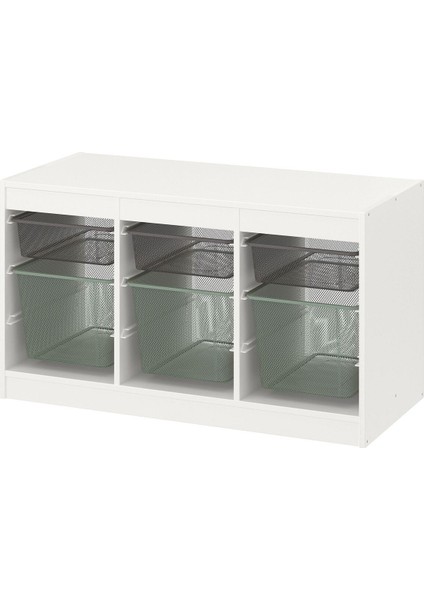 Saklama Ünitesi, Beyaz-Koyu Gri-Açık Yeşil-Gri, 99X44X56 cm