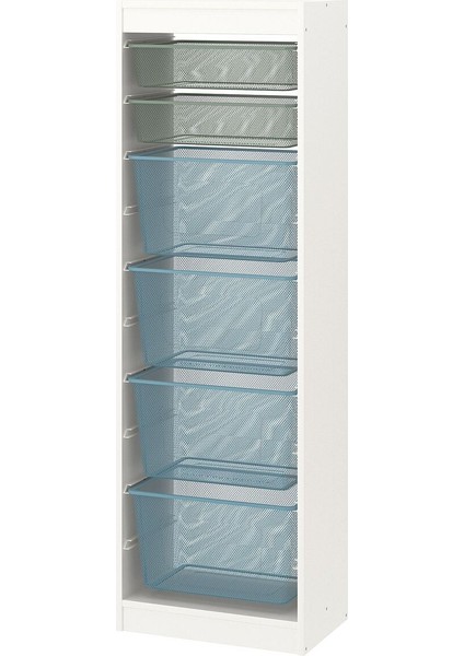 Saklama Ünitesi, Beyaz-Açık Yeşil-Gri-Mavi, 46X30X145 cm