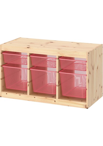 Saklama Ünitesi, Çam-Açık Kırmızı, 93X44X52 cm