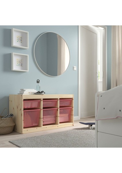 Saklama Ünitesi, Çam-Açık Kırmızı, 93X44X52 cm fiyatları