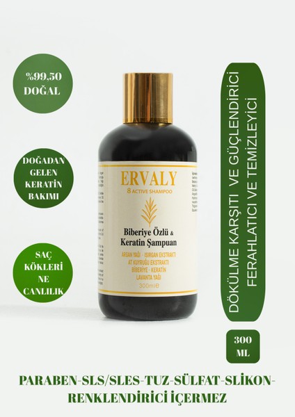 8 Aktifli Doğal Içerikli Biberiye Özlü & Keratin Destekli Dökülme Karşıtı Ferahlatıcı Şampuan