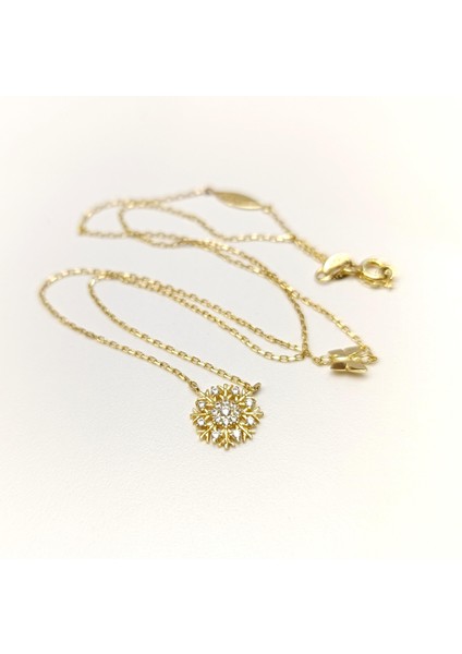 Kar Tanesi Kolye 14 Ayar Altın Hd Videolu