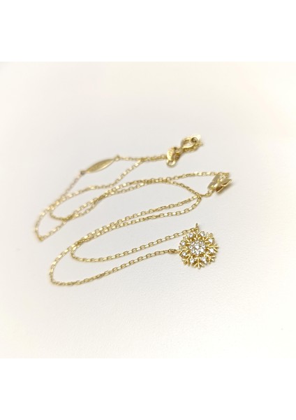 Kar Tanesi Kolye 14 Ayar Altın Hd Videolu modelleri