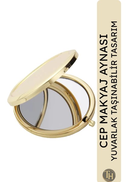 Cep Makyaj Aynası Yuvarlak Çanta İçi Hediyelik Promosyon Ayna Stickera Uygun Gold Ayna
