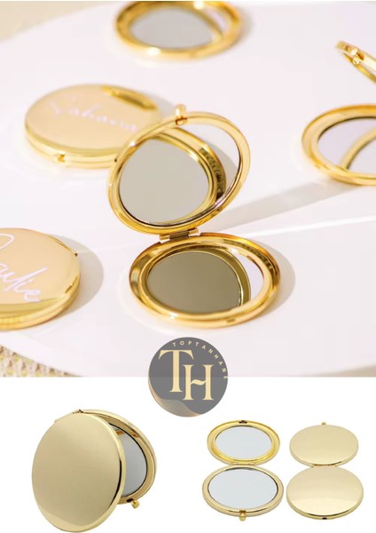 Cep Makyaj Aynası Yuvarlak Çanta İçi Hediyelik Promosyon Ayna Stickera Uygun Gold Ayna fırsatları