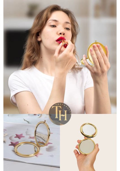 Cep Makyaj Aynası Yuvarlak Çanta İçi Hediyelik Promosyon Ayna Stickera Uygun Gold Ayna indirimleri