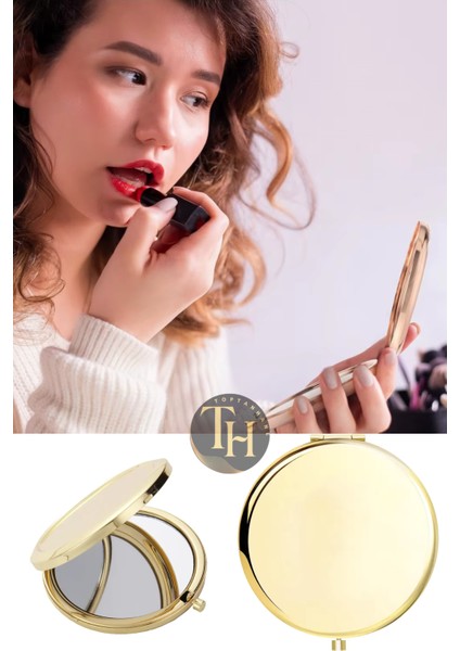 Cep Makyaj Aynası Yuvarlak Çanta İçi Hediyelik Promosyon Ayna Stickera Uygun Gold Ayna