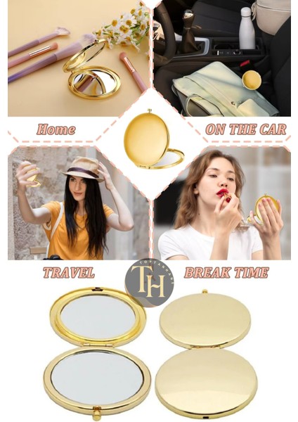 Cep Makyaj Aynası Yuvarlak Çanta İçi Hediyelik Promosyon Ayna Stickera Uygun Gold Ayna